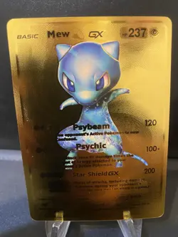 Pokemon Card Gold Foil Fan Art Mew GX - Image 1