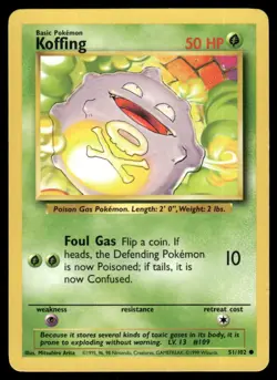 1999 Pokemon Classic - Base Set Koffing VTG UNplayed Basic/Common #51 WOTC TGC - Image 1