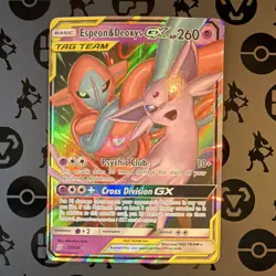 Pokemon TCG Espeon & Deoxys GX 72/236 Sm-Unified Minds Holo TAG TEAM 260 HP - Image 1