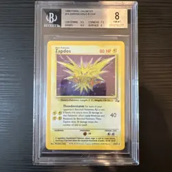 Pokemon TCG Zapdos Fossil 15 Holo Unlimited Holo Rare BGS 8.0 NM-MT - Image 1