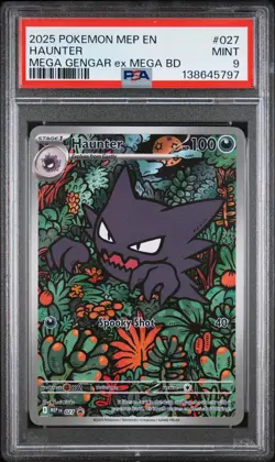2025 POKEMON MEP EN-ME BLACK STAR PROMO #027 HAUNTER PSA 9 - Image 1