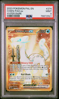 2023 Pokemon S & V PAL Paldea Evolved 274 Chien-Pao ex Hyper Rare Gold PSA 9 - Image 1