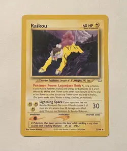 Pokemon TCG Raikou Rare Neo Revelation 22/64 Regular Unlimited Basic 2000 NM - Image 1