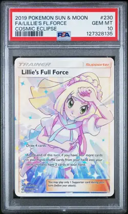 2019 POKEMON SUN & MOON COSMIC ECLIPSE #230 FULL ART/LILLIE'S FULL FORCE PSA 10 - Image 1