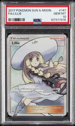 2017 POKEMON SUN & MOON #147 FULL ART/LILLIE PSA 10 - Image 1