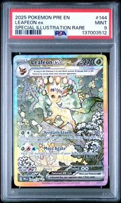 2025 POKEMON PRE EN-PRISMATIC EVOLUTIONS #144 LEAFEON EX PSA 9 - Image 1