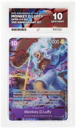 2025 One Piece 2nd Anniversary Set Monkey D Luffy #OP05-119 SEC Ace 10 Graded - Image 3