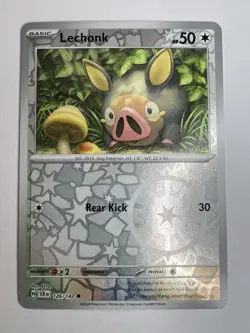 Pokemon TCG Lechonk Card 126/142 Reverse Holo Stellar Crown Common LP - Image 1