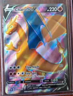 Charizard V SWSH050 Promo Pokemon Karte Full Art Holo Glurak V Top Zustand - Image 1