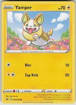 Yamper 074/202 Common Sword & Shield Pokemon Near Mint - Image 1