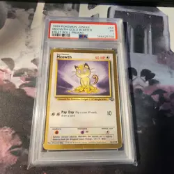 1999 Pokemon Jungle Meowth - Gold Border Fruit Roll Promo 56/64 PSA 1 Poor - Image 1