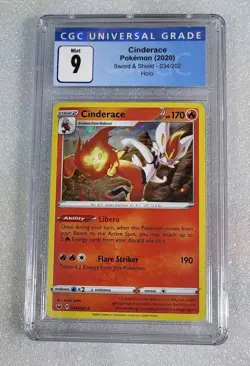 Cinderace 34/202 CGC 9 Mint Sword & Shield Base Cosmos Holo Promo Pokemon TCG - Image 1