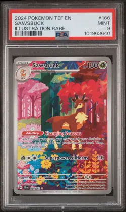 Sawsbuck Illustration Rare PSA 9 2024 Pokemon Tef EN-Temporal Forces - Image 1
