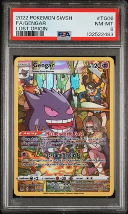 2022 POKEMON SWORD & SHIELD LOST ORIGIN #TG06 FULL ART/GENGAR PSA 8 - Image 1
