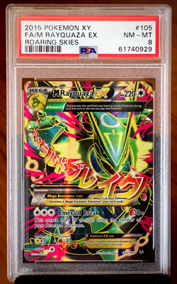 2015 POKEMON XY ROARING SKIES #105 FULL ART/M RAYQUAZA EX PSA 8 Near Mint-Mint - Image 1