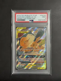 Pokemon Eevee & Snorlax GX SM169 Tag Team Promo Holo PSA 9 270 HP - Image 1