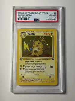 Raichu 1st Edition Holo psa 8 Pokemon Portuguese Fossil - Image 1