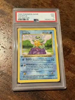 1999 Pokemon Base Set Squirtle #63 1st Edition Shadowless PSA 7 NM Near Mint - Image 1