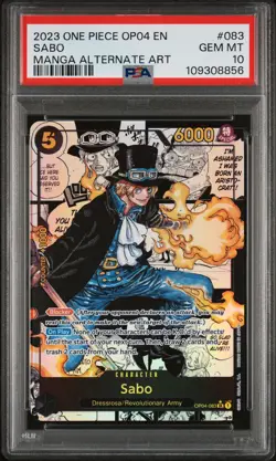 2023 ONE PIECE OP04-KINGDOMS OF INTRIGUE MANGA ALTERNATE ART #083 SABO PSA 10 - Image 1