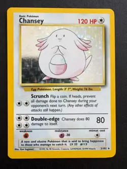 Chansey 3/102 Base Set Holo Rare Unlimited LP Pokemon Card - Image 1