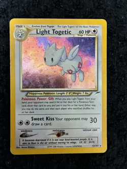Pokemon TCG Light Togetic Neo Destiny Holo Card 15/105 PLAYED swirl - Image 1