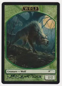 Double Signed Human / Wolf Token HP FNM Promo Artist Lars Grant-West MTG Magic! - Image 2
