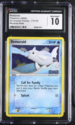 CGC 10 Remoraid EX Unseen Forces 71/115 Reverse Holo STAMPED Pokemon Card psa - Image 1