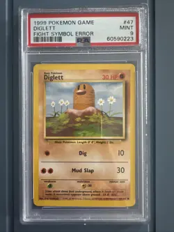 1999 Pokemon Game Diglett Fight Symbol Error Mint 9 - Image 1