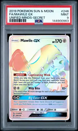 2019 POKEMON SUN & MOON UNIFIED MINDS MAWILE GX SECRET 246 FA PSA 9 MINT - Image 1