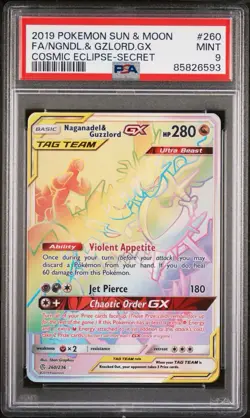Pokemon Naganadel & Guzzlord GX (Secret) 260/236 Sm-Cosmic Eclipse Holo PSA 9 - Image 1