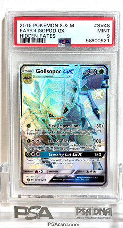 NEW 2019 POKEMON TCG GRADED CARD HIDDEN FATES SV48 FULL ART GOLISOPOD GX - PSA 9 - Image 1