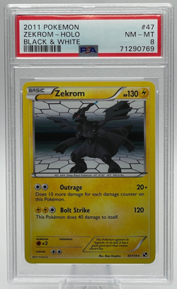 2011 POKEMON BLACK & WHITE #47 ZEKROM-HOLO PSA 8 NM-MT - Image 1
