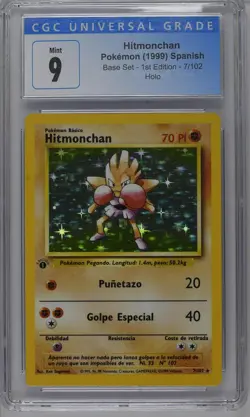 Hitmonchan Pokemon 1999 Spanish Base Set 1st Edition 7/102 Holo CGC 9 MINT - Image 1