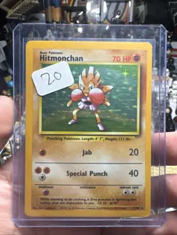 Pokemon TCG Hitmonchan Base Set 7/102 Holo 1999-2000 *L2* - Image 1