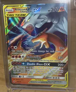 Pokemon Reshiram & Charizard GX TAG TEAM Ultra Rare Holo 270 HP SM-Unbroken Bon… - Image 2