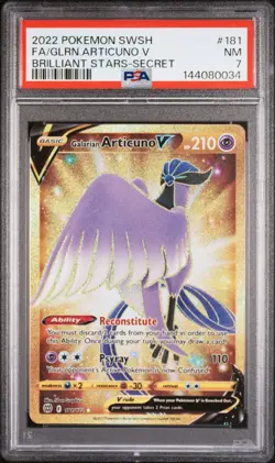 2022 POKEMON SWORD & SHIELD BRILLIANT STARS FULL ART/GALARIAN ARTICUNO V PSA 7 - Image 1