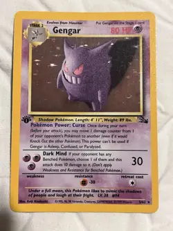Pokemon TCG Gengar Fossil Set Holographic 5/62 Rare WOTC 1999 LP+/NM Vintage - Image 2