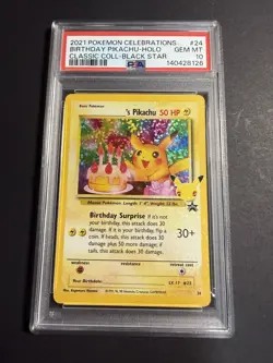 BIRTHDAY PIKACHU #24 HOLO PSA 10 2021 POKEMON CELEBRATIONS CLASSIC COLLECTION - Image 1