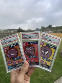 1999 Pokemon Burger King Perforated Gengar / Haunter / Gastly SEQUENTIAL Set PSA - Image 1