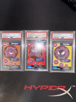 1999 Pokemon Burger King Perforated Gengar / Haunter / Gastly SEQUENTIAL Set PSA - Image 2
