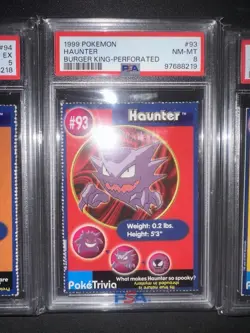 1999 Pokemon Burger King Perforated Gengar / Haunter / Gastly SEQUENTIAL Set PSA - Image 4