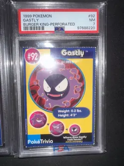 1999 Pokemon Burger King Perforated Gengar / Haunter / Gastly SEQUENTIAL Set PSA - Image 5