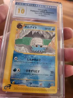(POP 2) CGC 10 PRISTINE Pokemon Omanyte 028/088 1st Edition eSeries Japanese - Image 2