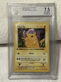 Pokemon Pikachu Base Set 1st Edition Shadowless #58 Yellow Cheeks Corr C BGS 7.5 - Image 1