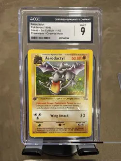 Pokemon Aerodactyl Prerelease 01/62 WOTC Promo Holo 1st Edition Cosmos CGC 9 MT - Image 1