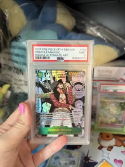 Namco Dracule Mihawk OP14-119 Secret Rare Foil Alternate Art PSA 9 One Piece - Image 1