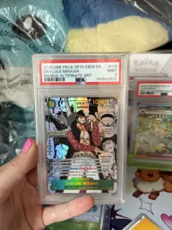 Namco Dracule Mihawk OP14-119 Secret Rare Foil Alternate Art PSA 9 One Piece - Image 3