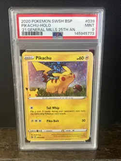 PSA 9 Pokemon 2020 Pikachu - (General Mills) SWSH039 25th Anniversary Stamp - Image 1