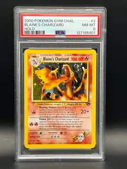 2000 Pokemon Gym Challenge- Blaine's Charizard 2/132 Holo Rare- PSA 8 - Image 2