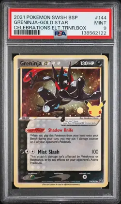 2021 POKEMON SWSH BLACK STAR PROMO #144 GRENINJA-GOLD STAR PSA 9 - Image 1